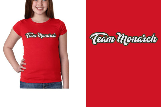 Team Monarch script text 3-color glitter Girls' Princess T-Shirt