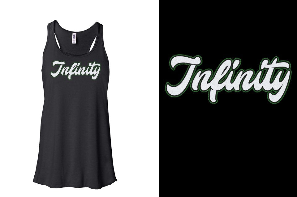 Infinity script text 3-color glitter Youth Flowy Racerback Tank