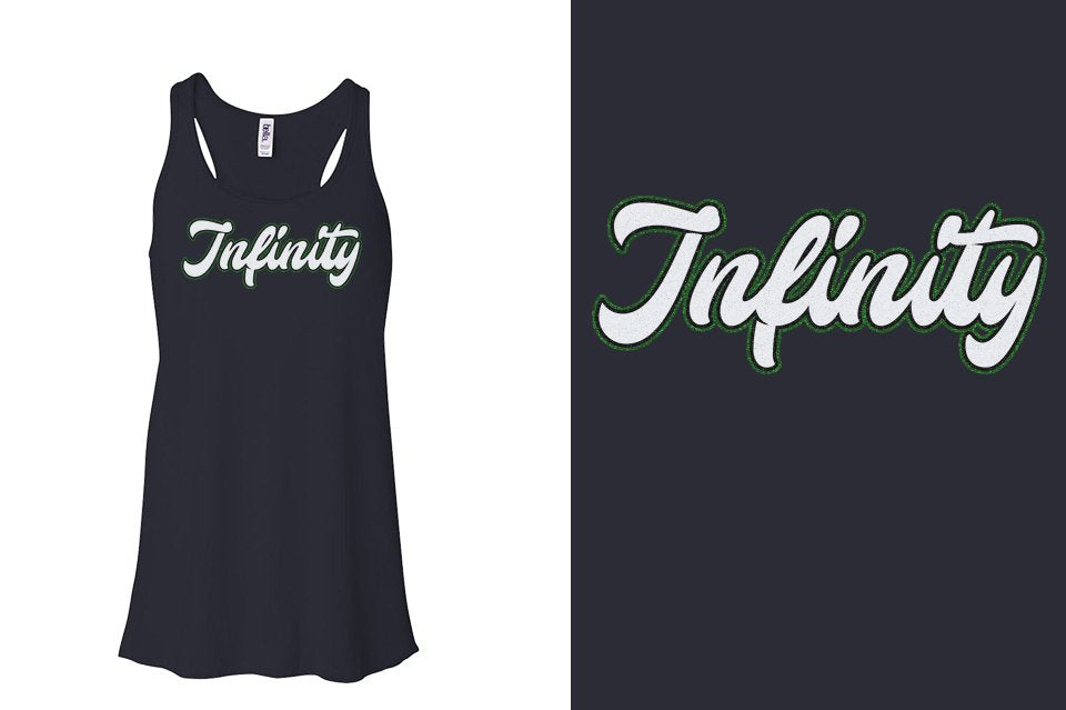 Infinity script text 3-color glitter Youth Flowy Racerback Tank
