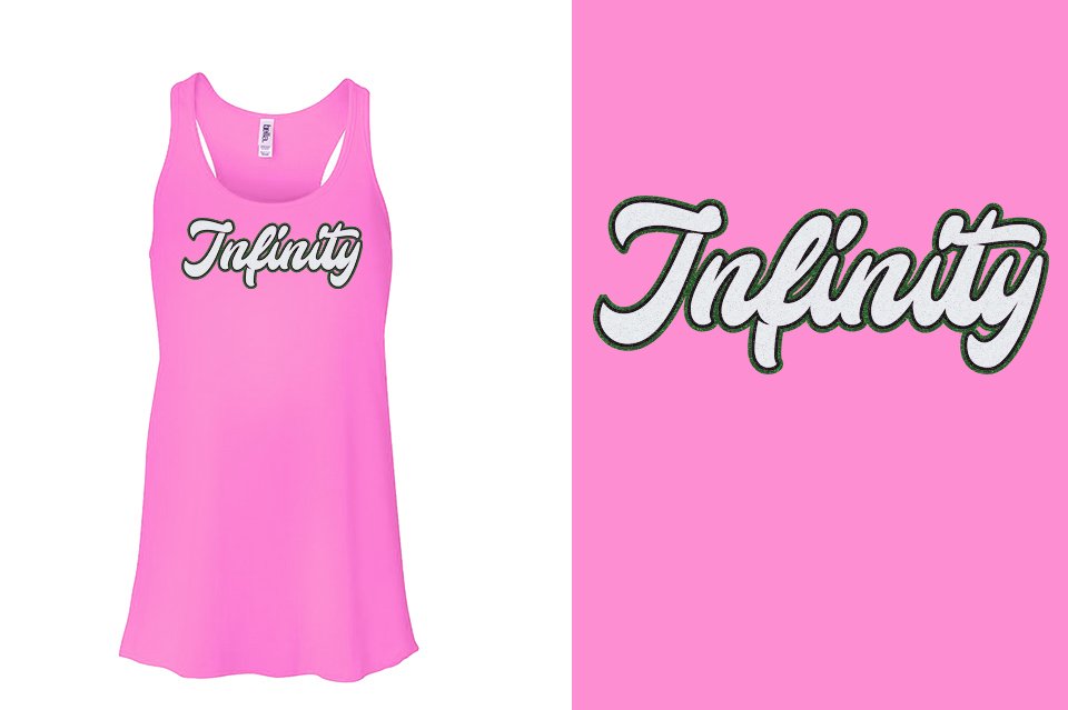 Infinity script text 3-color glitter Youth Flowy Racerback Tank