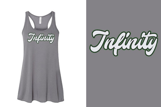 Infinity script text 3-color glitter Youth Flowy Racerback Tank