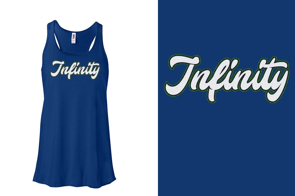 Infinity script text 3-color glitter Youth Flowy Racerback Tank