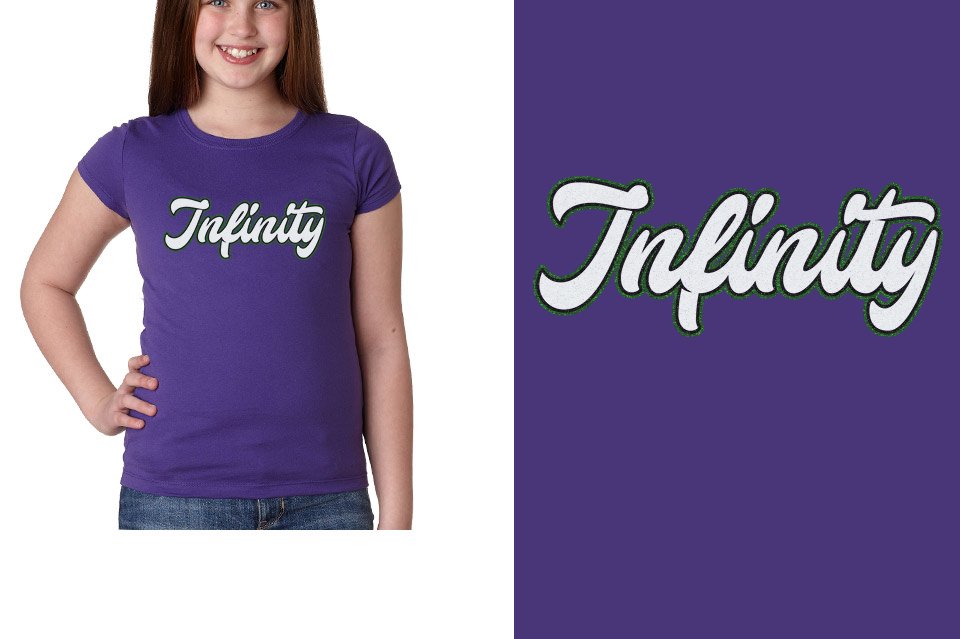Infinity script text 3-color glitter Girls' Princess T-Shirt