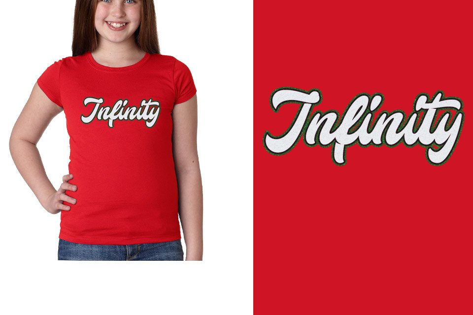 Infinity script text 3-color glitter Girls' Princess T-Shirt