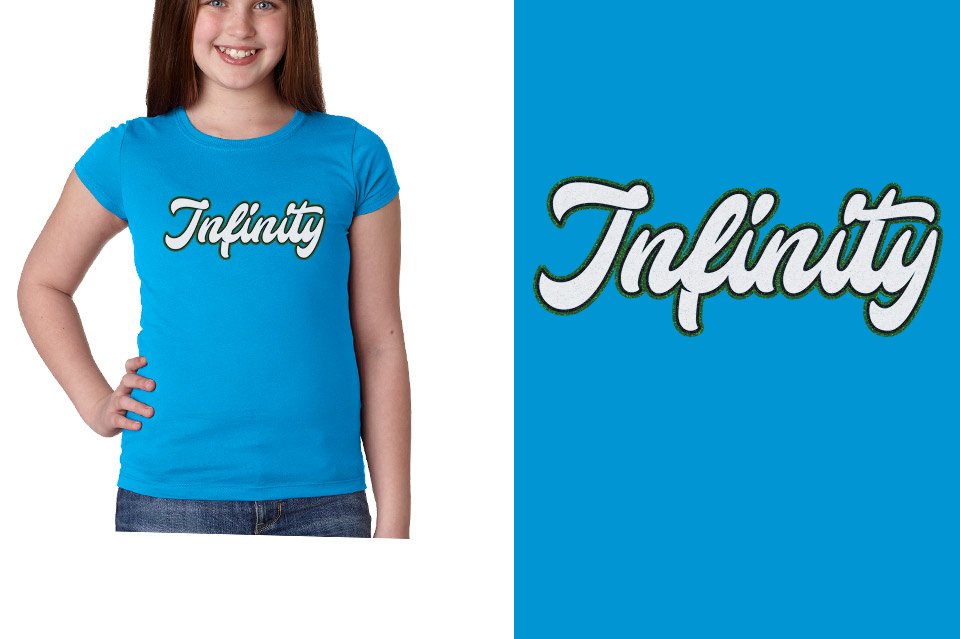 Infinity script text 3-color glitter Girls' Princess T-Shirt