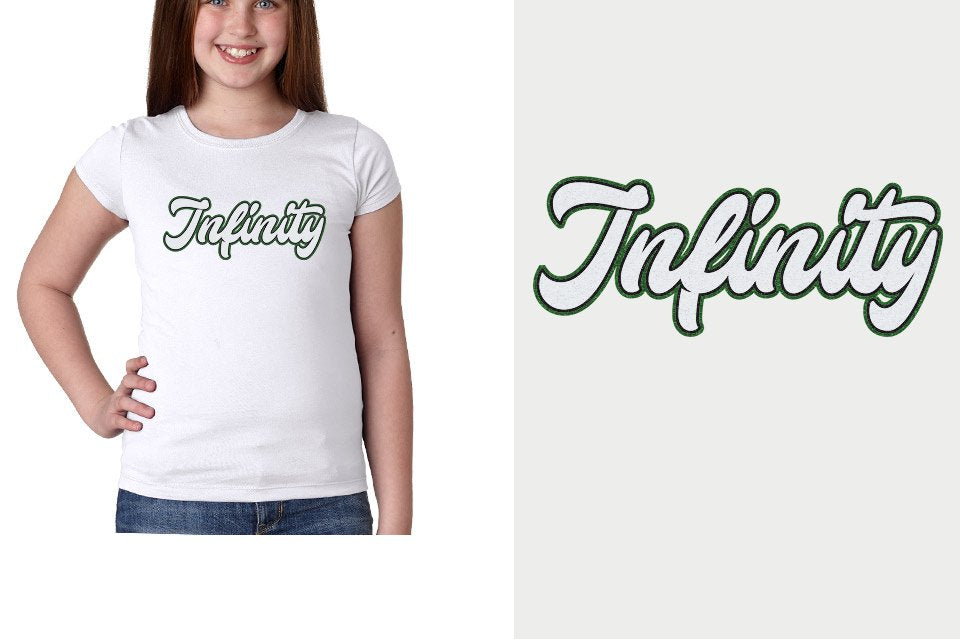 Infinity script text 3-color glitter Girls' Princess T-Shirt