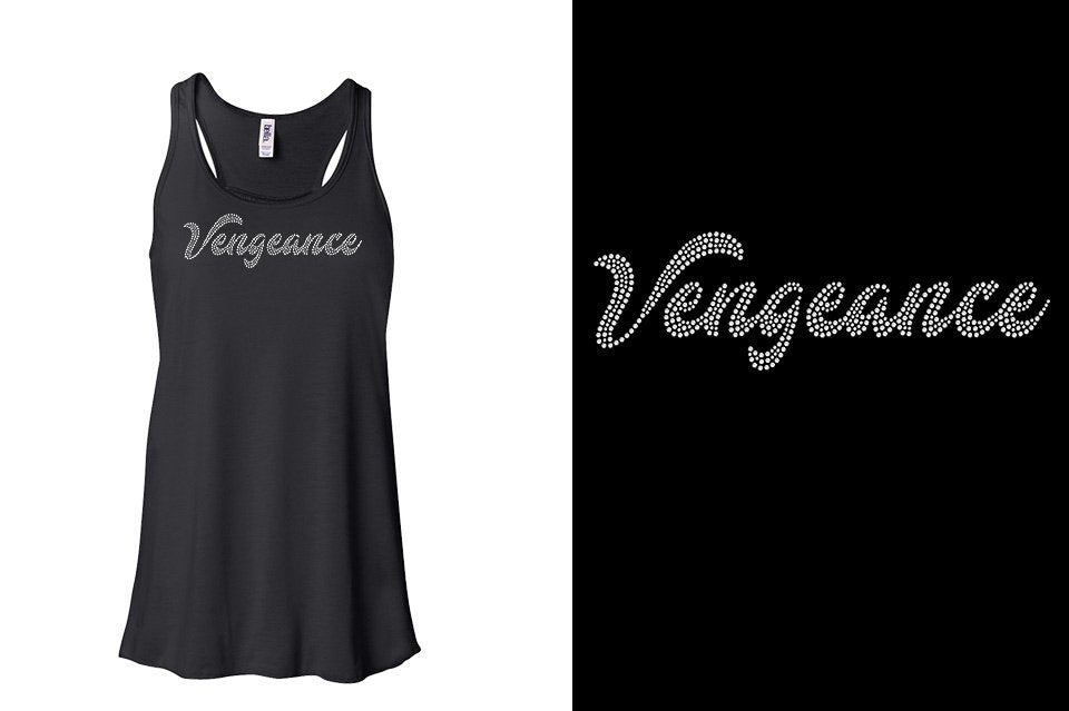 Rhinestones Vengeance script 1-color stones Youth Flowy Racerback Tank