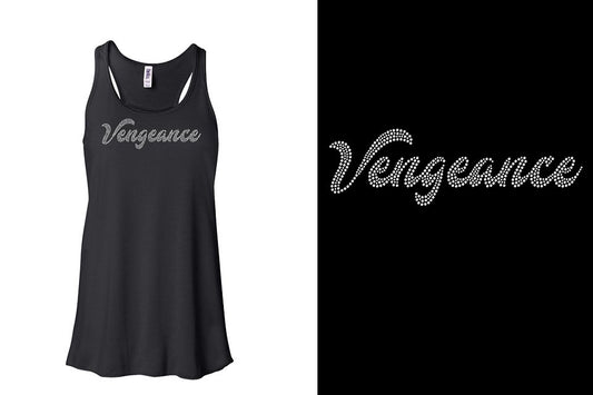 Rhinestones Vengeance script 1-color stones Youth Flowy Racerback Tank