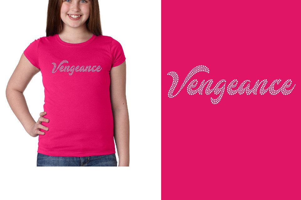 Rhinestones Vengeance script 1-color stones Girls' Princess T-Shirt