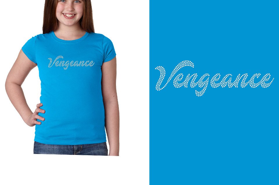 Rhinestones Vengeance script 1-color stones Girls' Princess T-Shirt